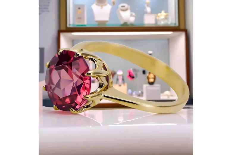 Žiedas Vintažiniai papuošalai Rubinas 14k geltono aukso vrc157y